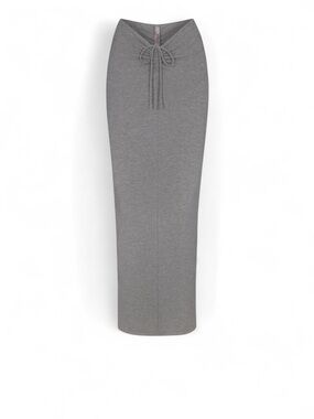 SKIMS Gray Drawstring Maxi Skirt with Slim Silhouette
